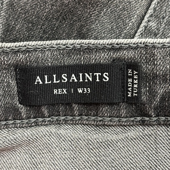 ALL SAINTSRex Slim Jeans in Faded Black Distressed Size 33